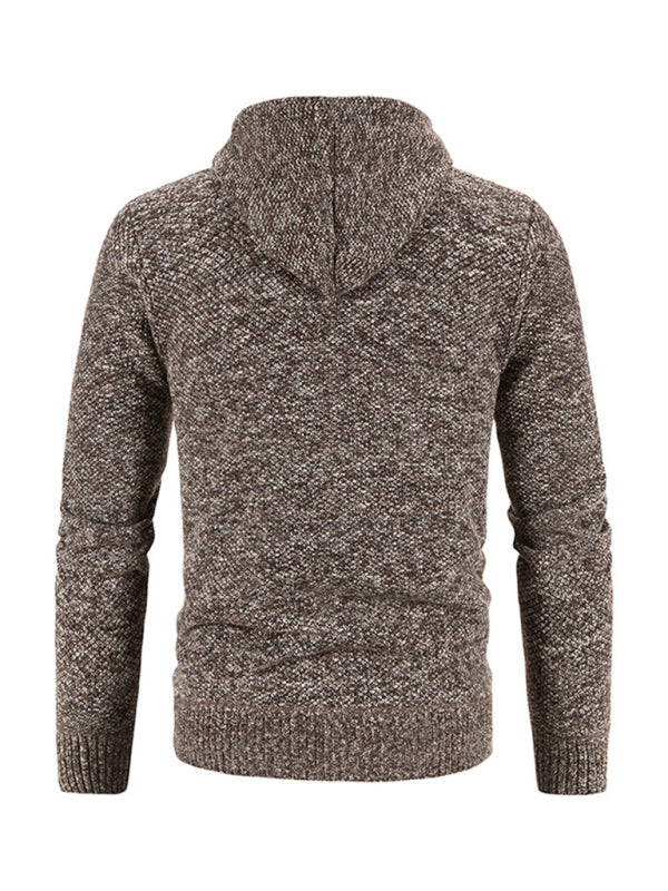 Men's casual knitted hooded zipper jacket