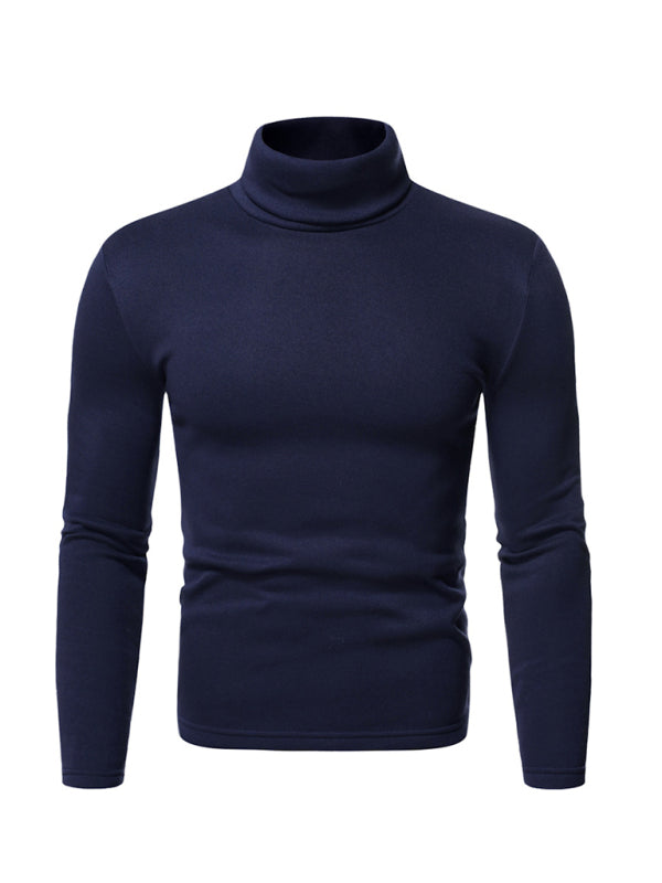 Men's fleece pullover turtleneck knitted top