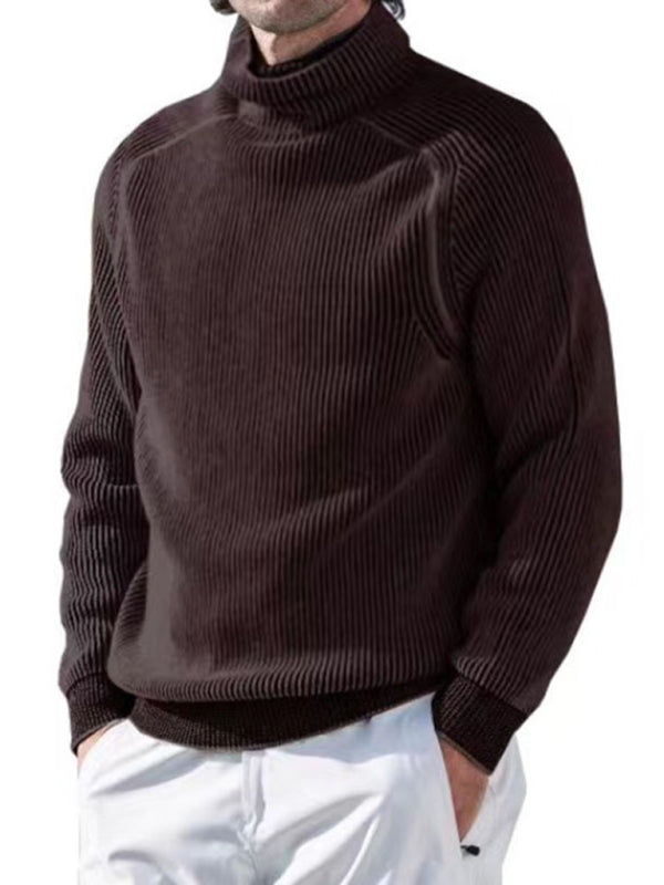 Men's high collar casual long sleeve knitted top