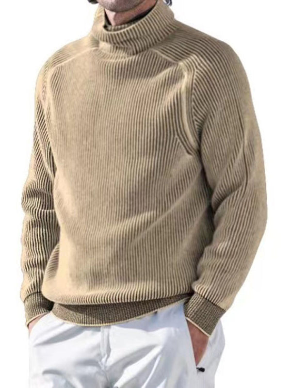 Men's high collar casual long sleeve knitted top