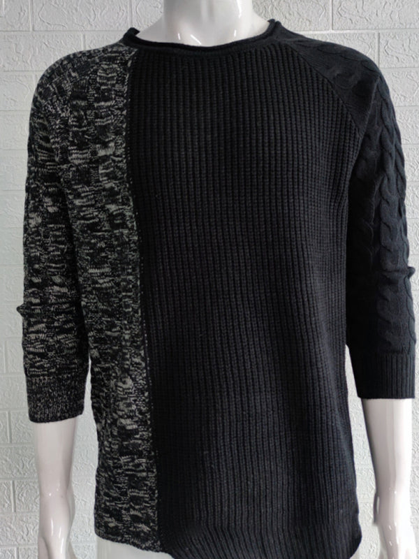 Men's new round neck long sleeve knitted slim sweater