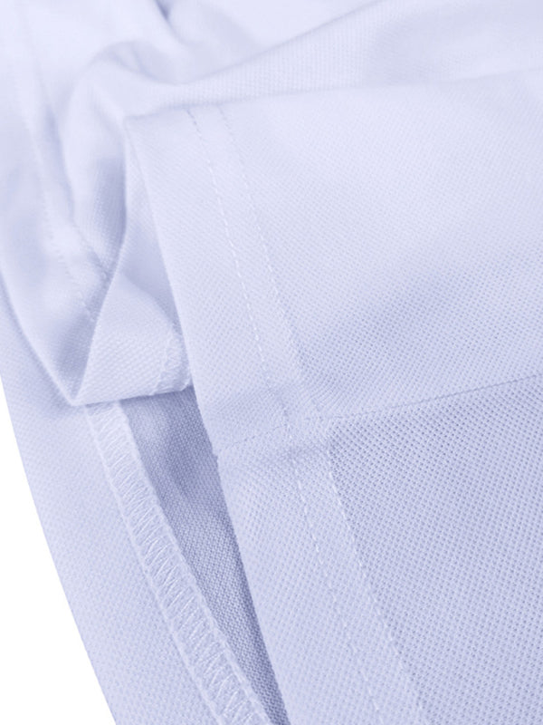 Men's new long-sleeved V-neck lapel contrasting color POLO shirt