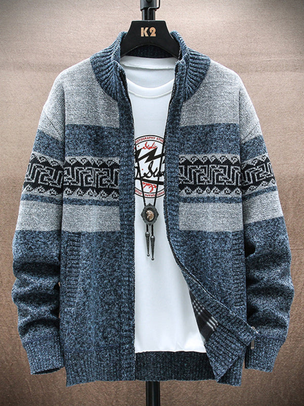 Men's new fashion stand-up collar cardigan sweater zipper style sweater