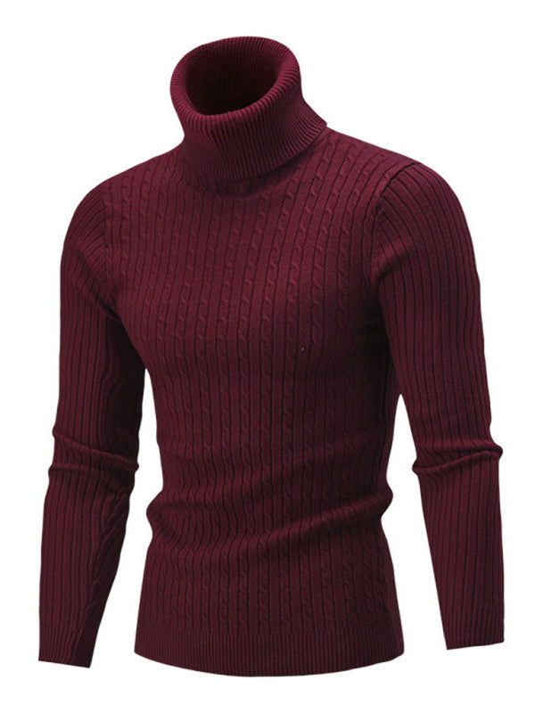Men's turtleneck casual tight stretch sweater