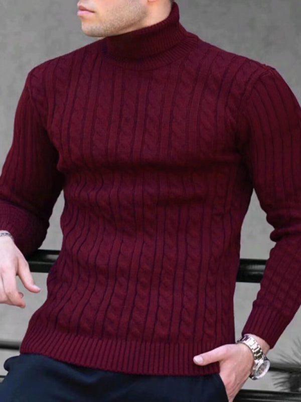 Men's turtleneck casual tight stretch sweater