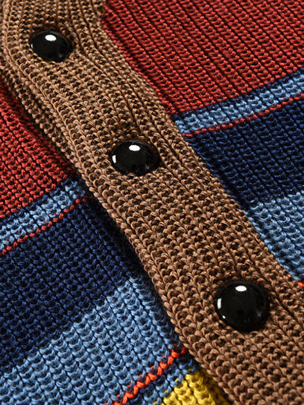 Men's Button Casual Color Striped Cardigan