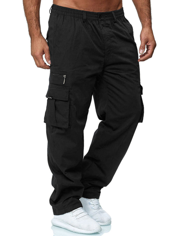 Men's Casual Multi-Pocket Loose Straight Cargo Pants