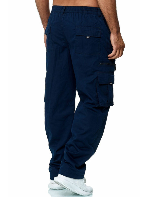 Men's Casual Multi-Pocket Loose Straight Cargo Pants