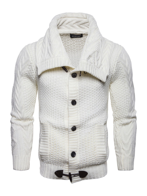 Men's new solid color knitted cardigan sweater