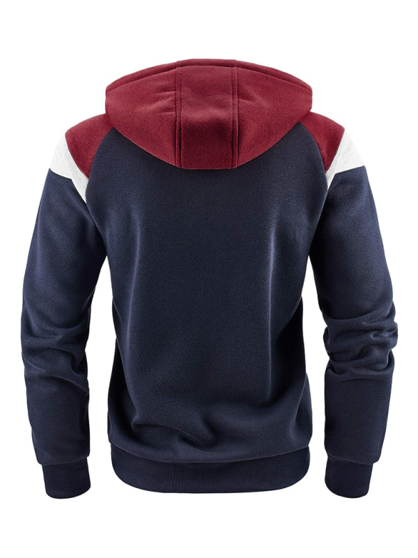 Men's Color Block Contrast Fashion Sweatshirt Casual Sports Top
