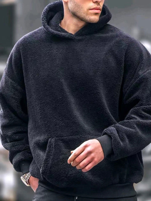 Men's new fashionable casual pullover plush hooded sweatshirt