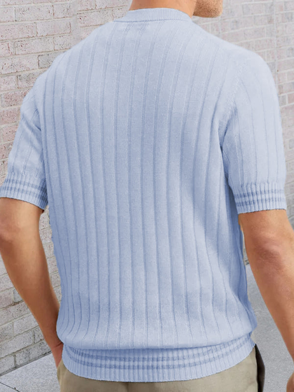 Men's POLO shirt turned short -sleeved slim sweater