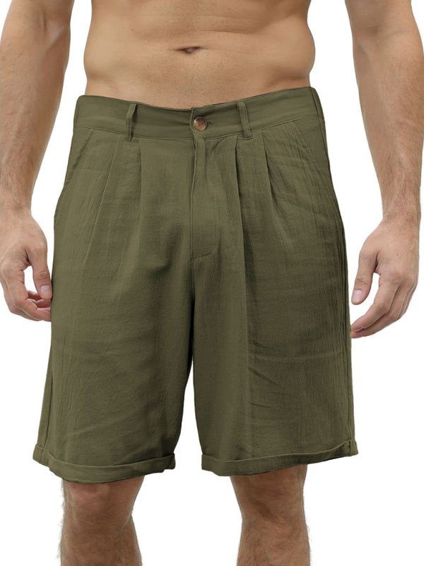 Men's new casual beach shorts with buttons and elastic waist