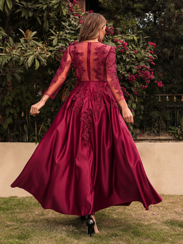 Woman'S New Lace Swing Sexy Long Dress Trailing Banquet Dress