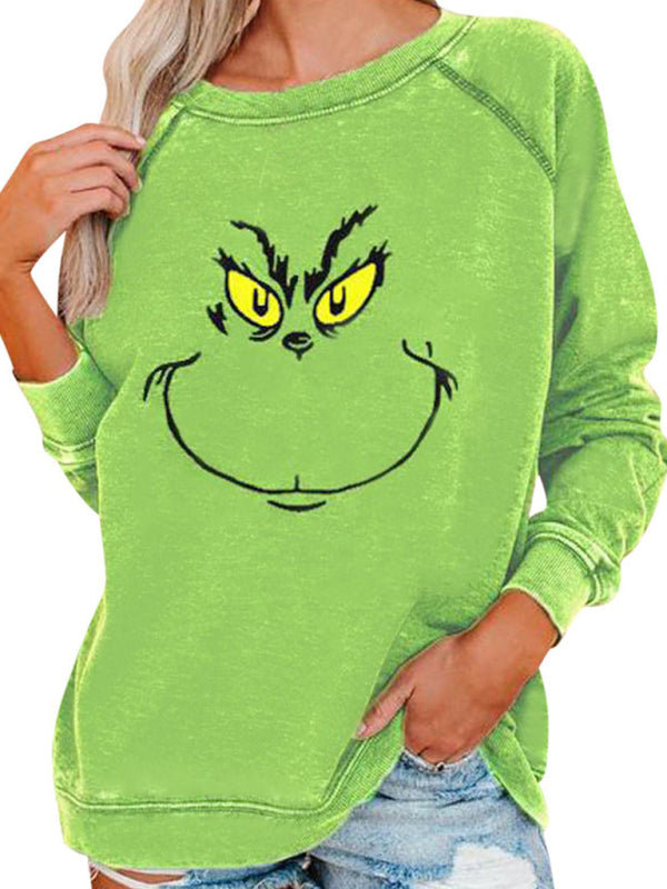 Women's Christmas Greg Grinch Print Long Sleeve Sweatshirt