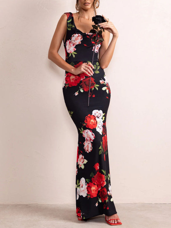 Women's Sexy Floral Elegant Sling Long Dress