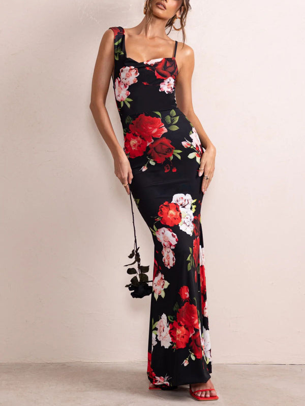 Women's Sexy Floral Elegant Sling Long Dress