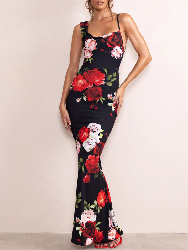 Women's Sexy Floral Elegant Sling Long Dress