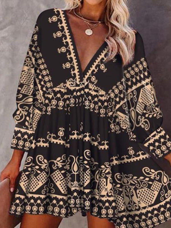Women's Bohemian Ethnic Style 3/4 Sleeve Dress