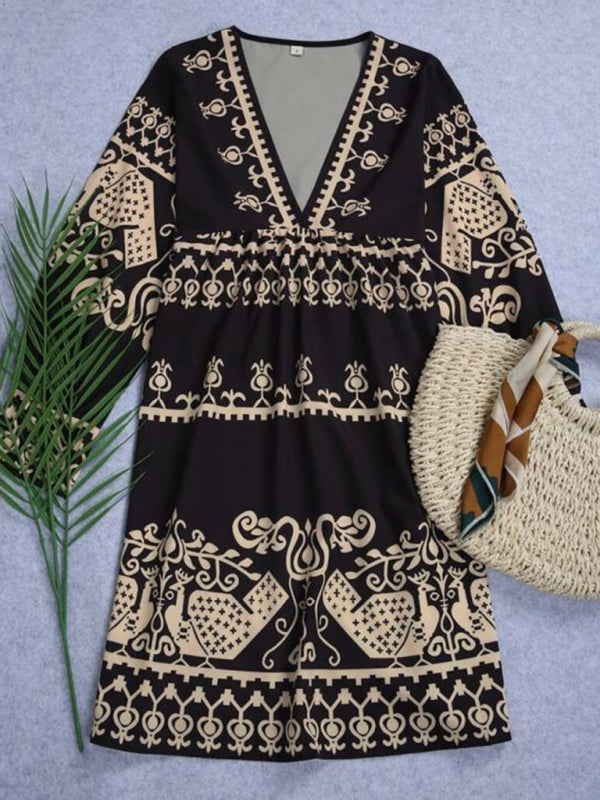 Women's Bohemian Ethnic Style 3/4 Sleeve Dress