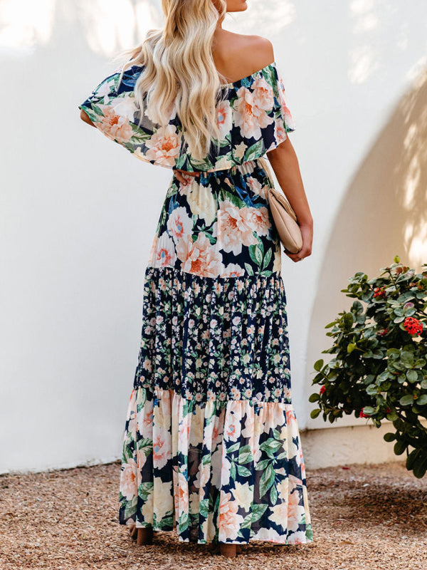 Women's Embroidered Floral Off-the-shoulder Maxi Dress