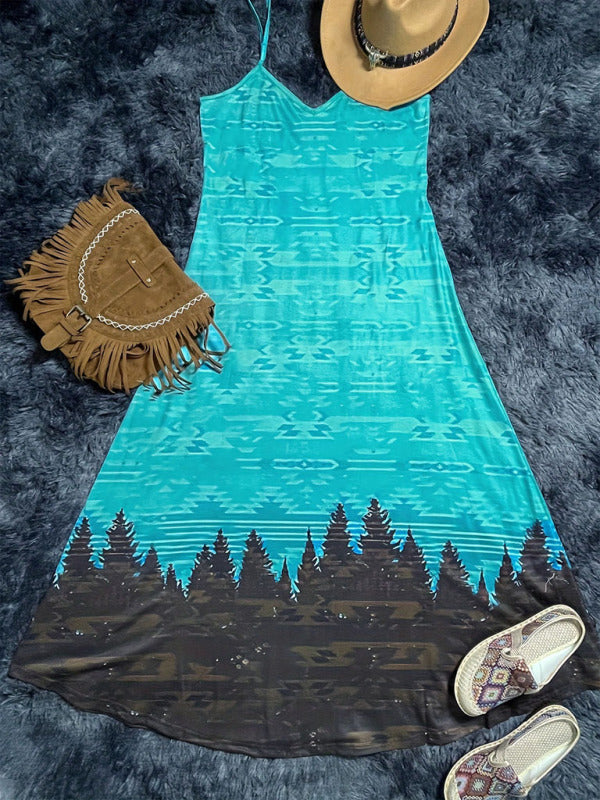 Women's Knit Casual Ethnic Aztec Slip Dress