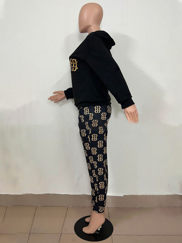 Printed long-sleeved trousers set High-quality sweater set