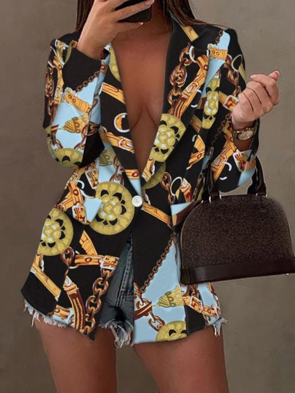 Long-sleeved fashion sexy printed small suit jacket