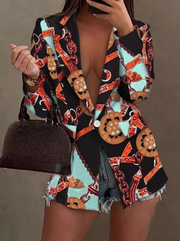 Long-sleeved fashion sexy printed small suit jacket