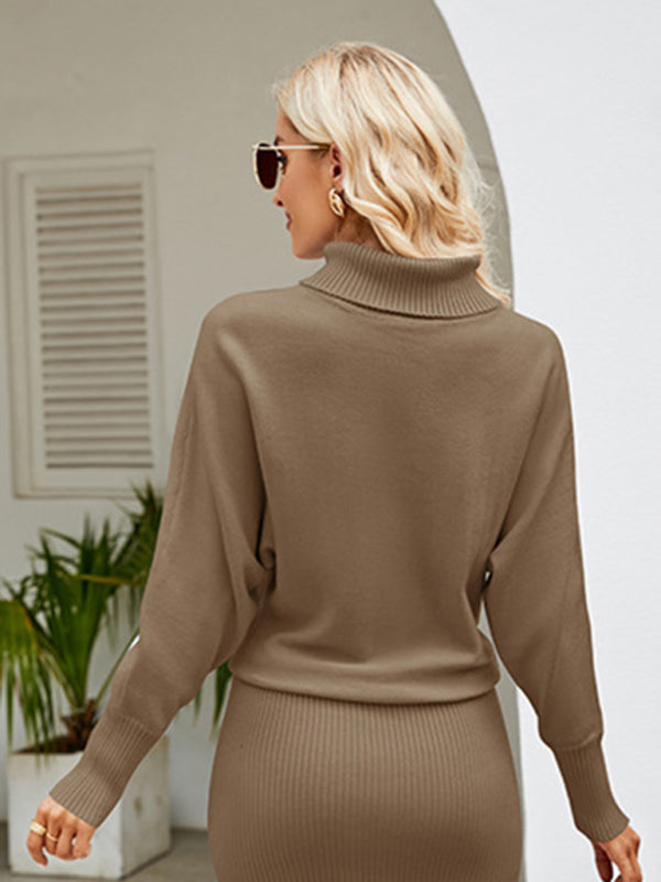 Women's turtleneck long sleeve slim fit sweater dress