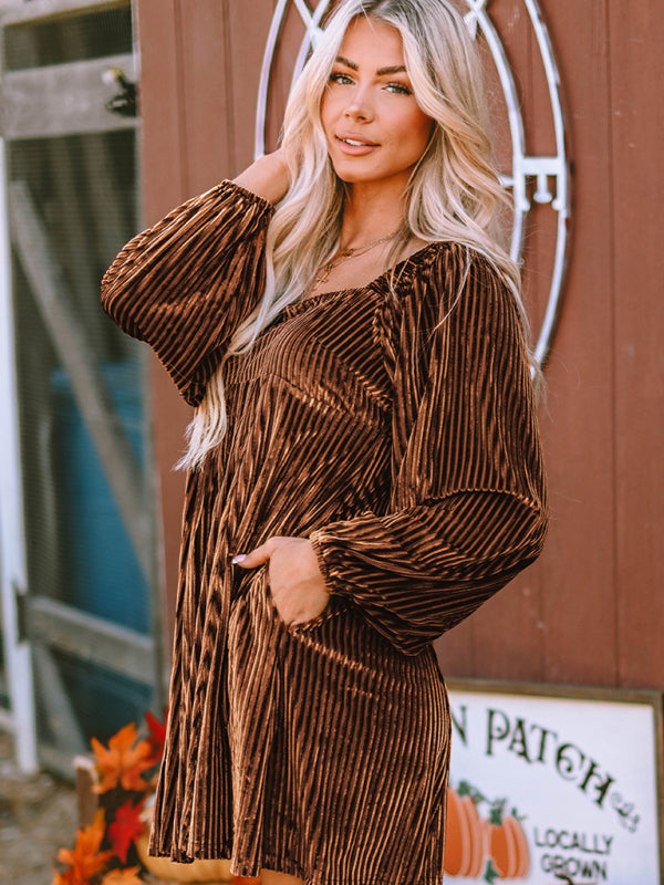 Women's velvet elegant loose long sleeve dress