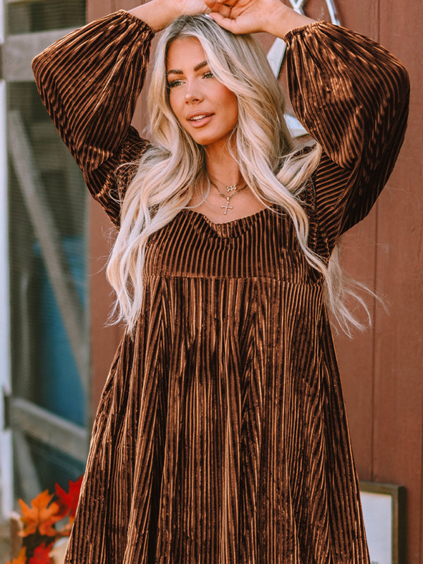 Women's velvet elegant loose long sleeve dress