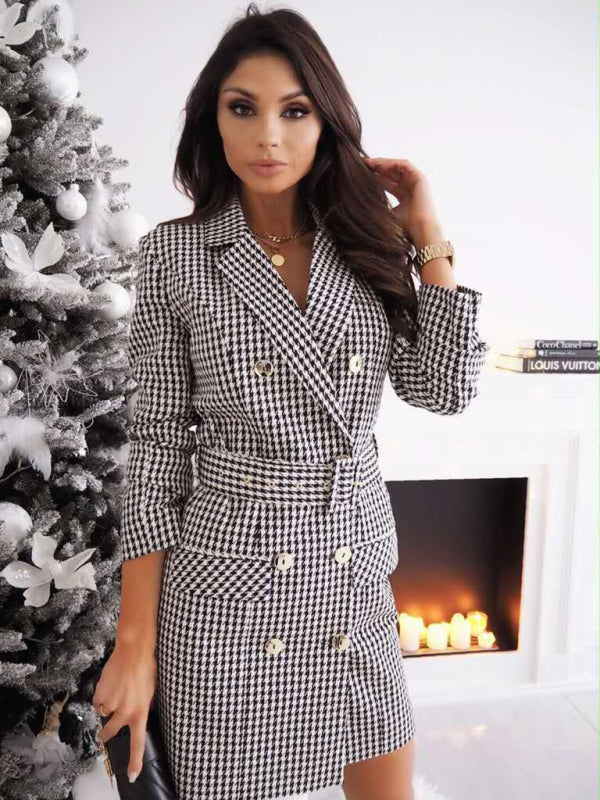 Women's new long-sleeved belted colorful suit dress jacket