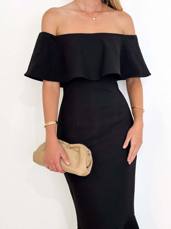 Women's one-shoulder slim and elegant fishtail dress