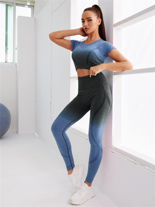 Women's Gradient Hang Dye Seamless Yoga Two-Piece Suit